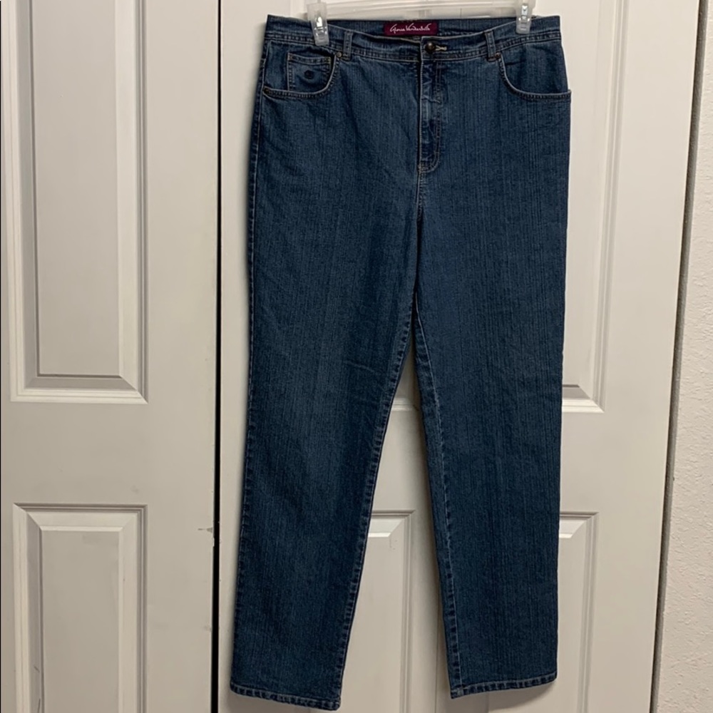 Gloria Vanderbilt Blue Denim High Rise 5 Pocket Stretch Boyfriend Jeans Size 16